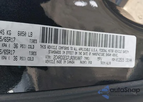 2018 Dodge Grand Caravan Gt z USA, uszkodzony, nr VIN 2C4RDGEG7JR201007